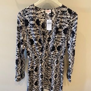 Surplice Black & White Printed Dress